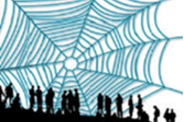 spiderwebs with silhouette images