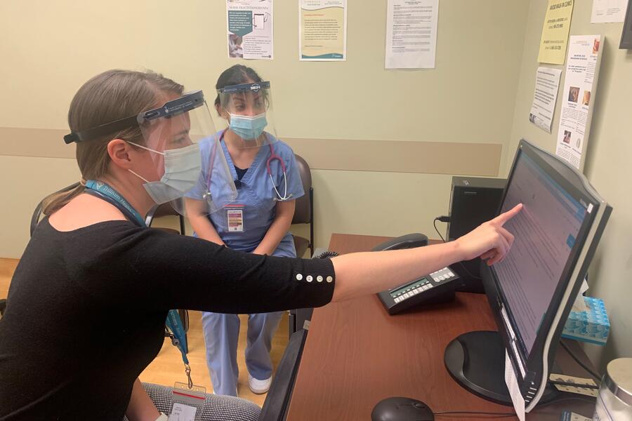 DFCM residents wearing donated face shields