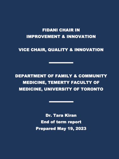 Fidani Chair in Improvement & Innovation – End of term report (May 2023)