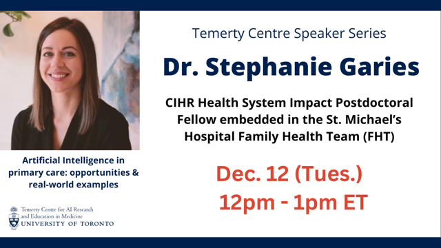 Temerty Centre Speaker Series: Dr. Stephanie Garies
