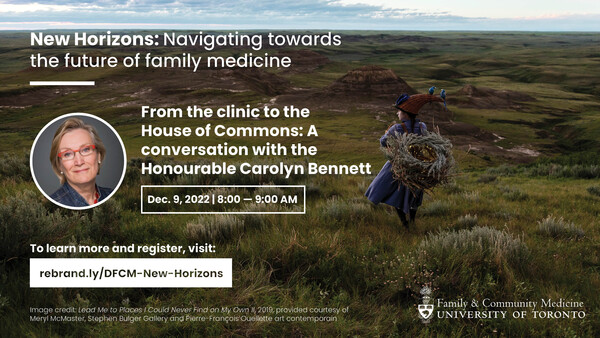 New Horizons promotional graphic for session with Carolyn Bennett